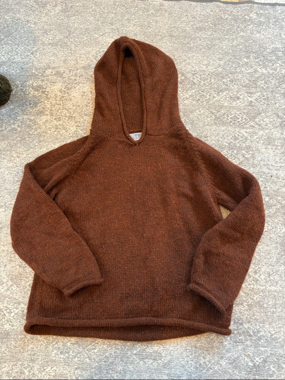 Brown Hooded Knit Sweater